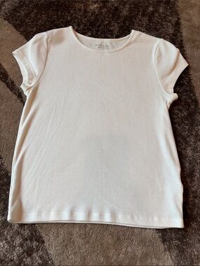 American Eagle Outfitters White Ribbed Short Sleeve Tee